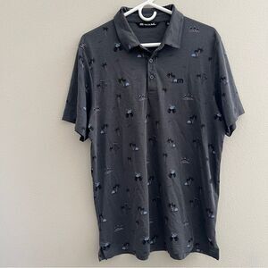 Travis Mathew Shirt Men's Size Large Gray Palm Trees Beer Golf Polo